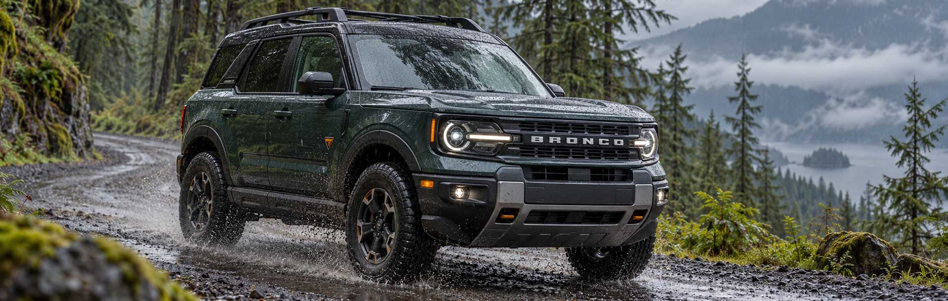 Ford Bronco Sport in wet conditions.